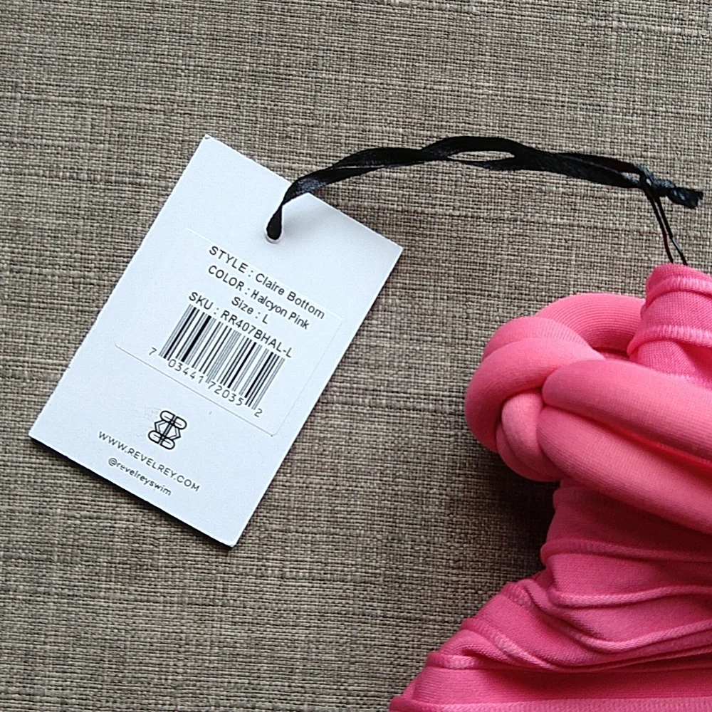 Revel Rey Bright Pink Bandeau Strapless High Rise Bikini Resort Claire Hayes